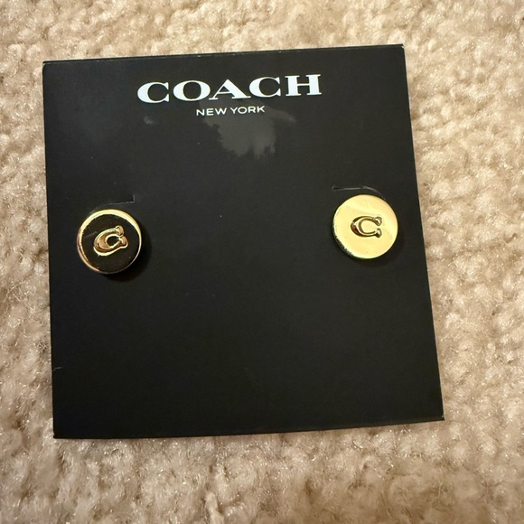 Coach Gold Stud Earrings - Picture 1 of 2